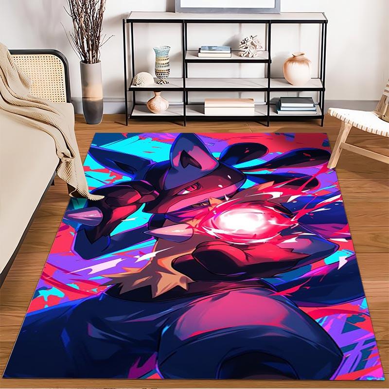 "Vivid Anime Style Carpet with Fiery Battle Scene and Bold Colors" Suitable for use as an anti-slip for living room bedroom sofas