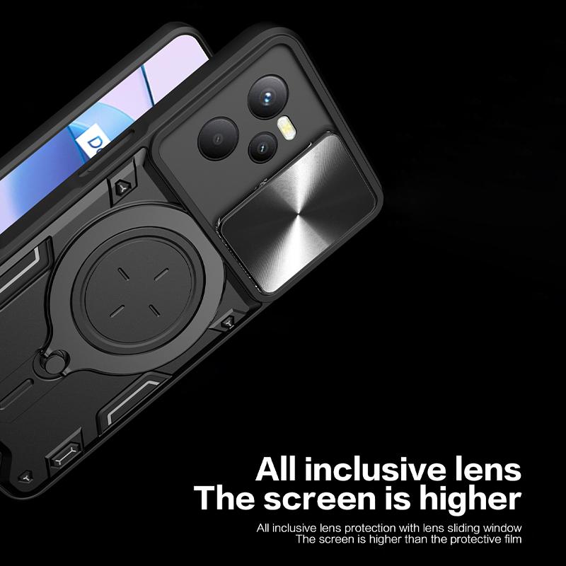 For OPPO Realme C33 C35 C55 Case Slide Camera Armor Phone Case For Realme C11 C20 C21Y C25Y C31 Magnetic Ring Stand Back Cover