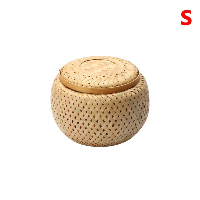 

2023 бамбуковые банки для хранения, кухонные контейнеры для сухих продуктов, орехов, чайных яиц, плетеная корзина, органайзер для конфет, коробки, банка для закусок, украшение для дома S
