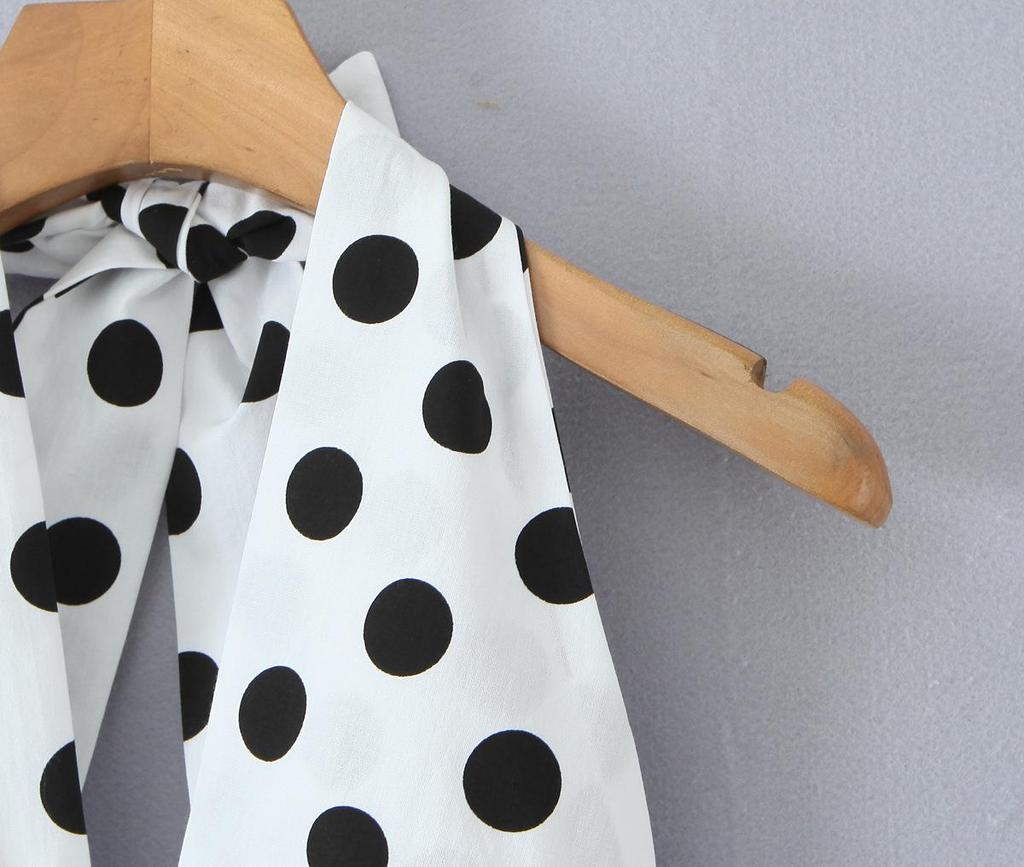 Women's 2025 Autumn/Winter Halter Polka Dot Backless Camisole & High-Waisted A-Line Skirt Set