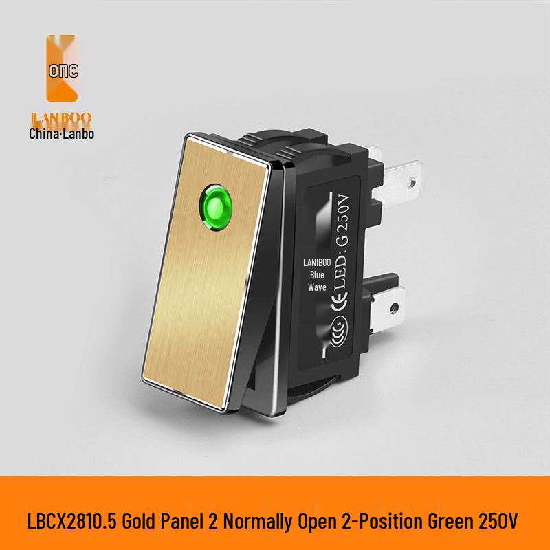 Lanbo 2810.5 High Current 16A Waterproof Metal Rocker Switch with Light, 5V-24V/220V, Two-Position