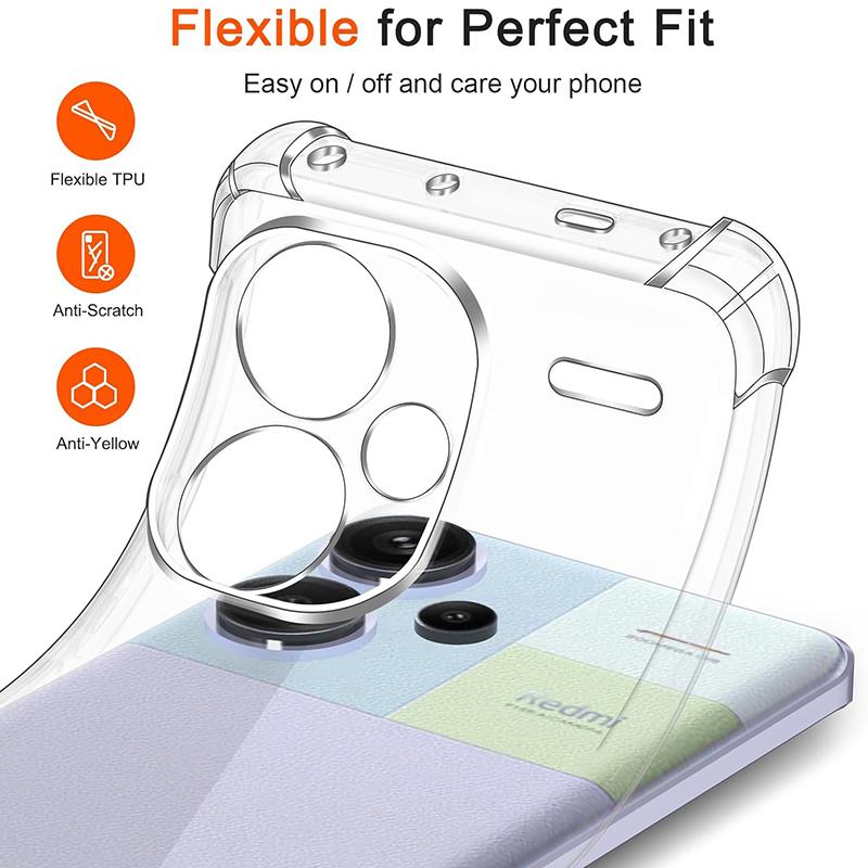 Transparent Shockproof Silicone Soft Case For Xiaomi Redmi Note 13 12 Pro Plus Pro+ 4G 5G Luxury Ultra Thin Clear Shell Cover
