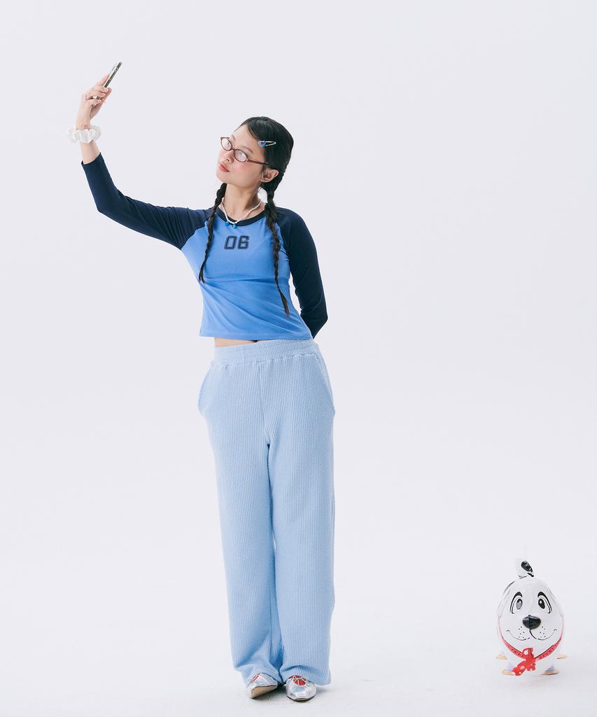 JUNEJUNE SPACE Frill Banding Pants_Light Blue
