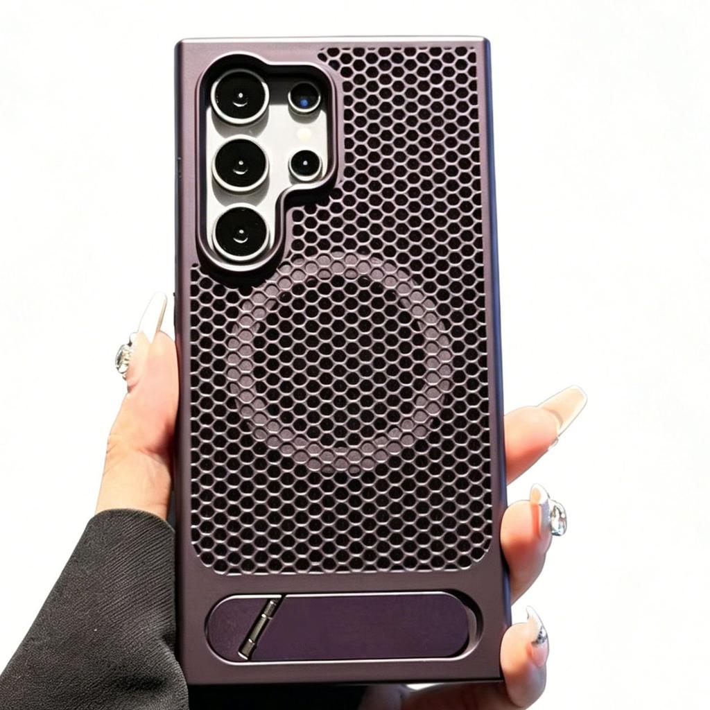 Case for Samsung S26 S25 S24 Plus Ultra Magnetic Protective Case Honeycomb Heat Dissipation Tough Shell With Holder Kickstand
