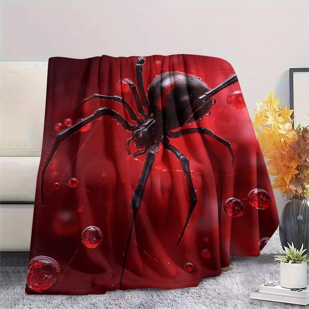 Spider Print Flannel Blanket, High quality Comfortable for All Seasons, Home Decor, Warmth and Comfort, Perfect for Christmas Gifts