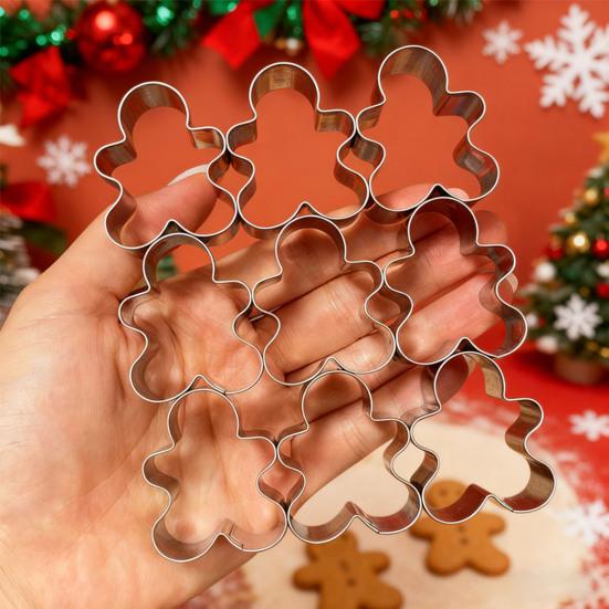 Gingerbread Man Cookie Cutters 9 Cavity Stainless Steel Baking Mold for Biscuits And Fondant Easy To Clean Baking Tool for Home Baking