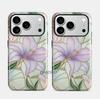 New Chinese gold-painted lily illustration mobile phone case iPhone15 bright two-in-one film case Apple 17 anti-drop