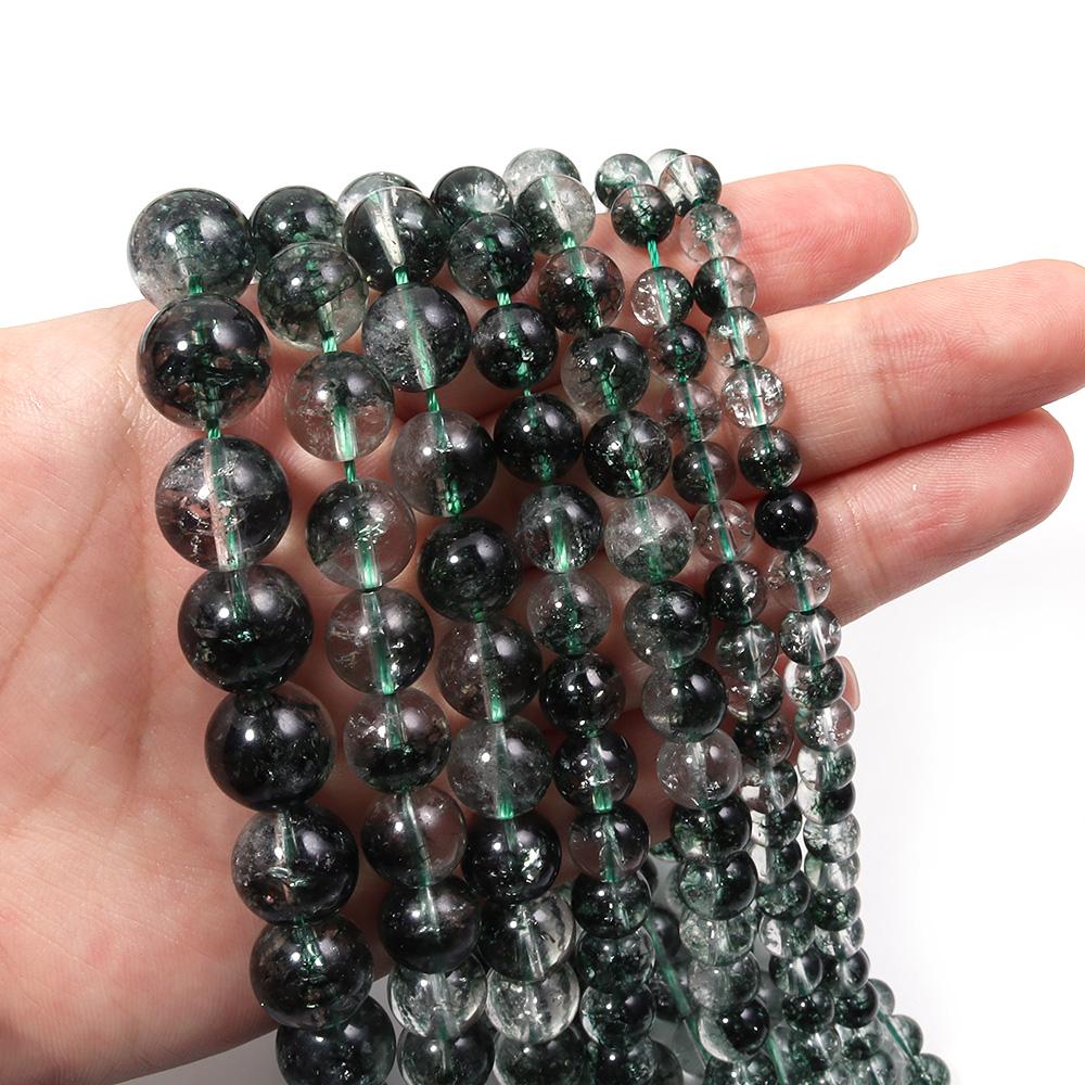 6 8 10 12mm Natural Stone Beads Green Ghost Crystal Round Loose Spacer Beads For Jewelry Making DIY Necklace Bracelets Supplies