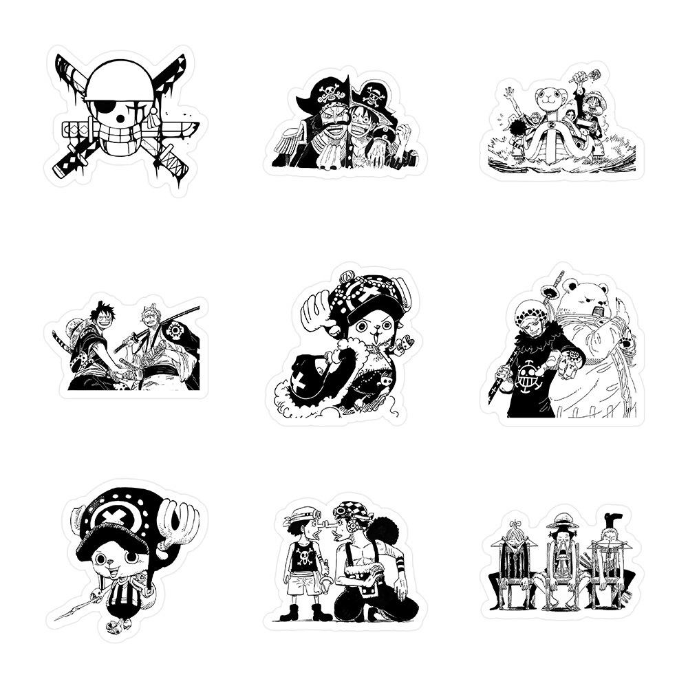 10/30/50/100pcs ONE PIECE Cartoon Stickers Black White Anime Decals DIY Journal Fridge Guitar Reward Cool Luffy Graffiti Sticker