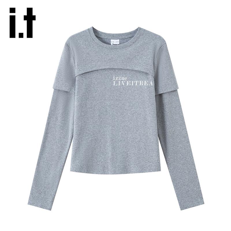 

Izzue It Women s Faux Two-Piece Spliced Slim Fit Long Sleeve T-Shirt L