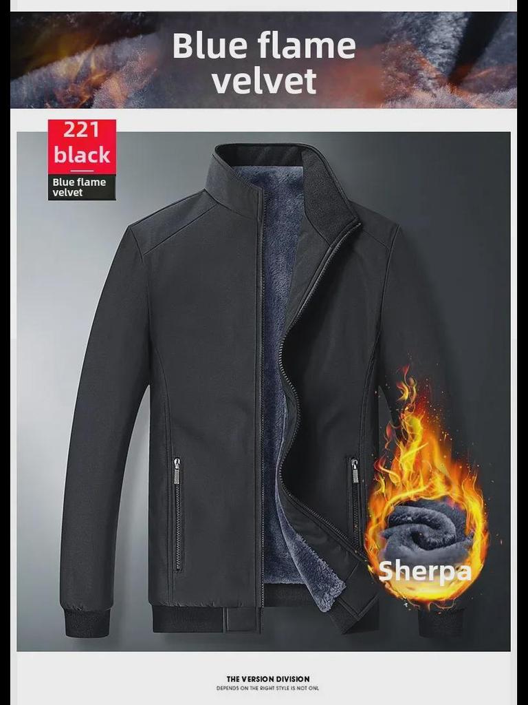 Men's Autumn/Winter Middle-Aged and Elderly Thick Velvet Coat - Large Size Warm Jacket