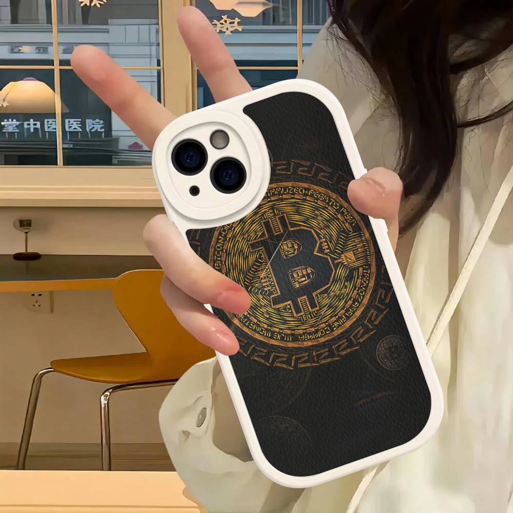 B-Bitcoin Leather Phone Case For IPhone 16 15 14 17 Pro Max 11 12 Mini Plus Soft Shell