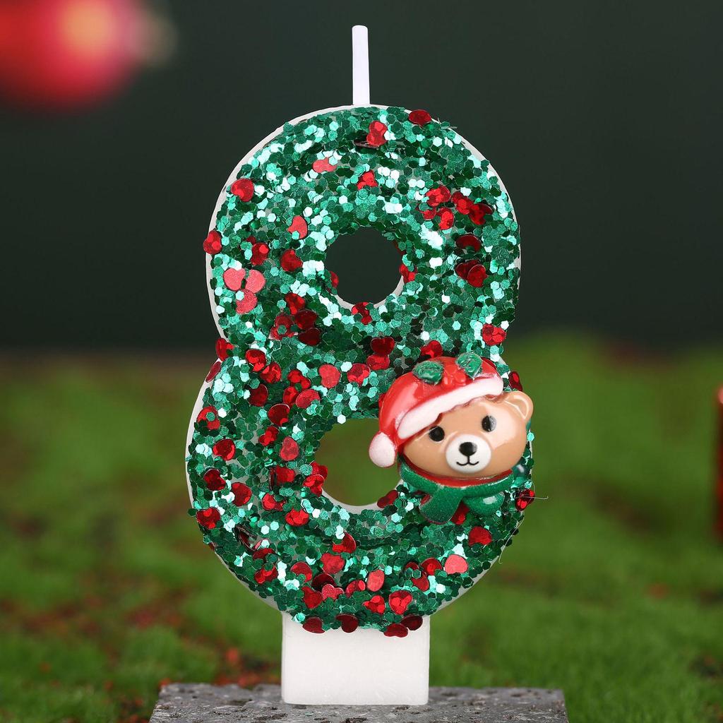 Christmas Bear Number Candles: Holiday Cake Toppers & Decorations