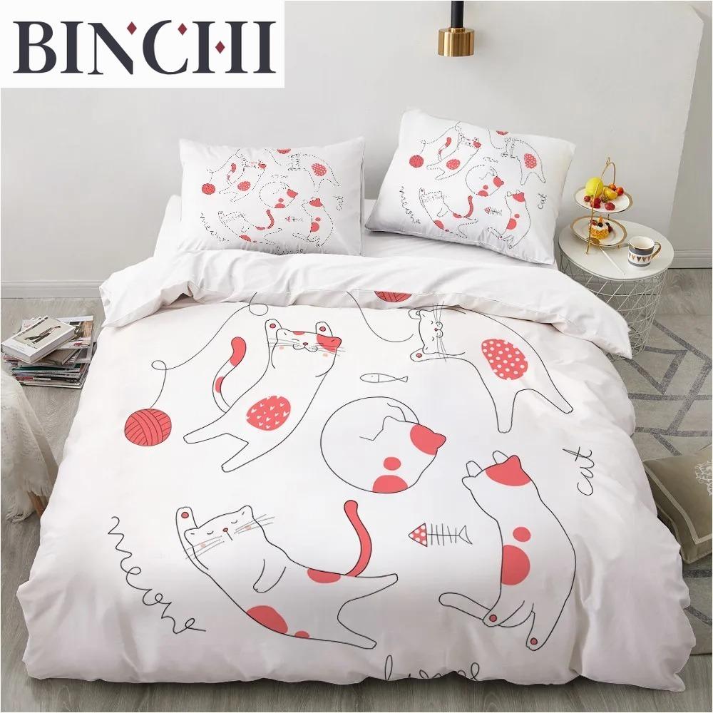 Cartoon Love Cats 3D Bedding Set Twin Queen King Size Duvet Cover Home Textile Decor Fashion Animal Print