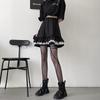 Short Skirt Dark Gothic Female Student A-line Pleated Skirt High Waist Skirt Lace