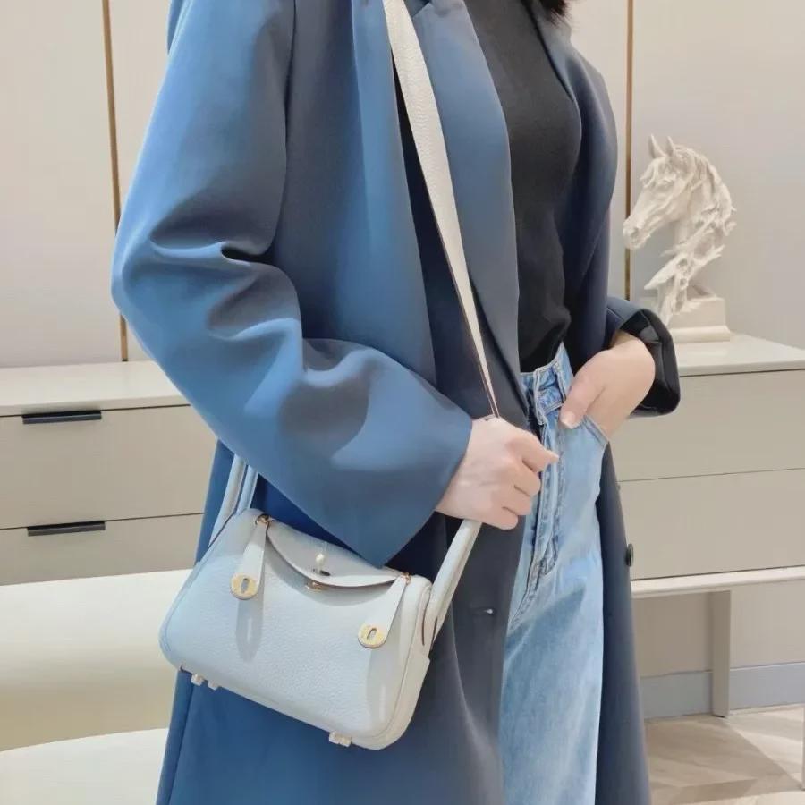 Bags 2024: New Women's Genuine Leather Lindy One-Shoulder Handbag & Crossbody Pillow Bag