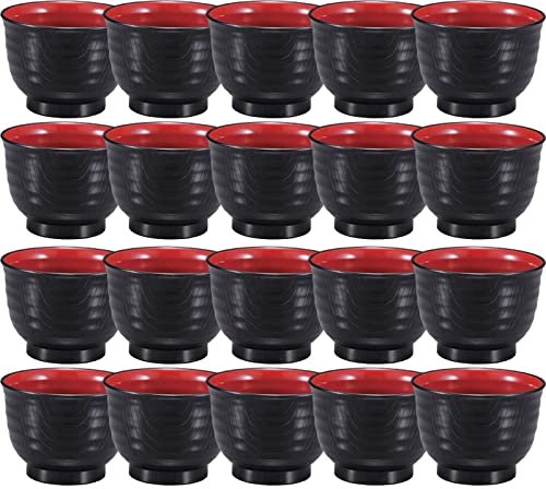

[Amazon.co.jp Exclusive] [Commercial Set] Fukui Craft Miso Soup Bowls, Heat-Resistant, Made in Japan, Dishwasher-Safe, Black with Red Interior, Small