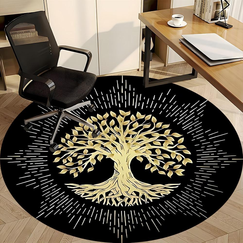 1PC Tree of Life Chair Carpet for Office, Indoor Non-Slip Washable Carpet, Soft Comfortable Mat For Office Room yy250930226
