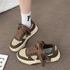 Fashion Board Shoes Women's Sneakers New Muffin Thick Bottom Khaki Black White Color Matching Fashion Women's Shoes Casual Sports Shoes