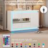 Low Sideboard - LEMONBEST - 140 X 40 X 84 Cm - 3 Doors - Remote-controlled LED - Glossy White