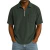 Men's Summer Solid Color Zipper Pocket Lapel Loose Short Sleeve Top
