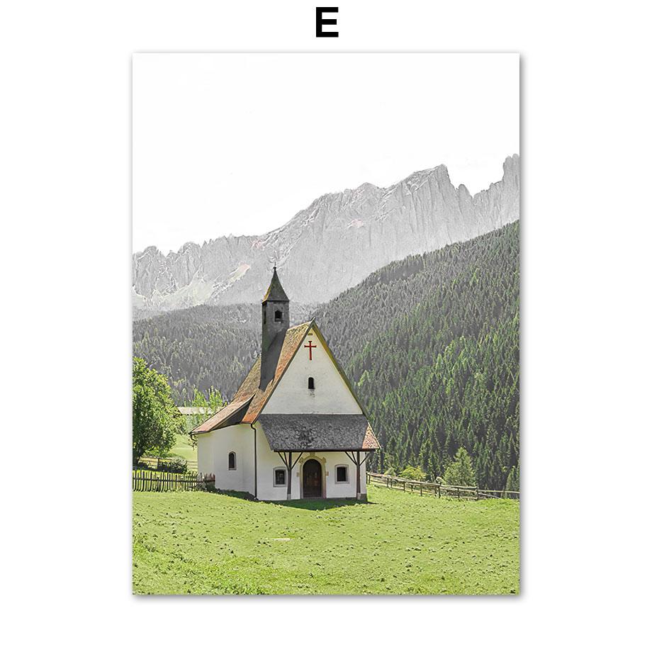 Europa Stadt Fahrrad Berg Wildblumen Blatt Wand Kunst Leinwand Malerei Nordic Poster Und Drucke Wand Bilder Für Wohnzimmer Dekor