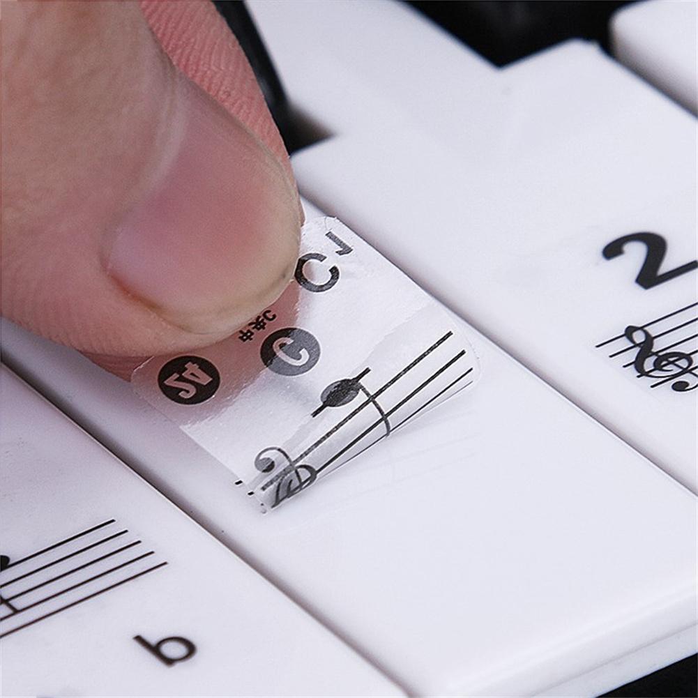 Abnehmbarer Klavieraufkleber, 61/88 Tasten, transparenter Klaviertastatur-Notenaufkleber für elektronische Tastatur