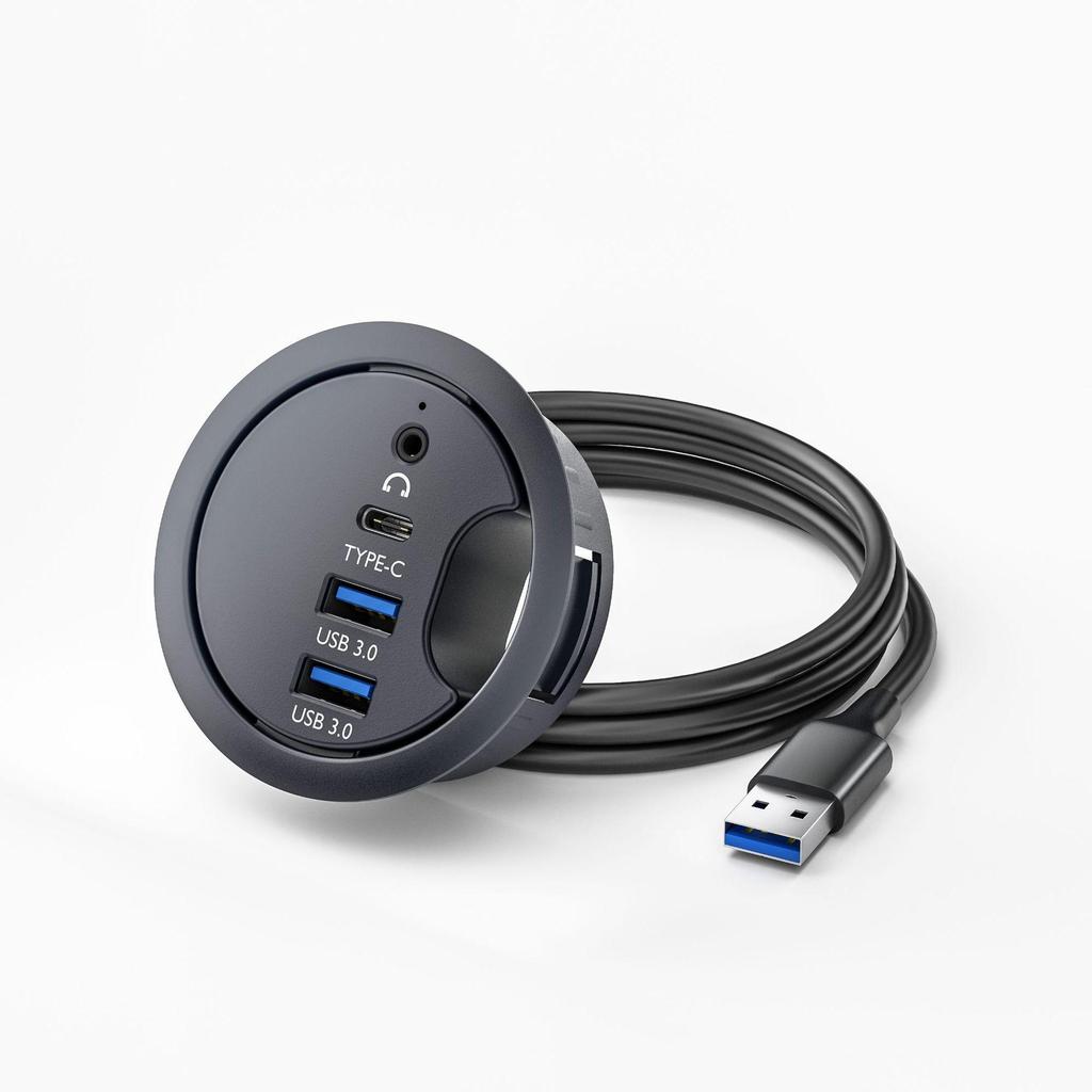 USB 3.0 Desk Hub with SD/TF Card Reader for Office Desktop