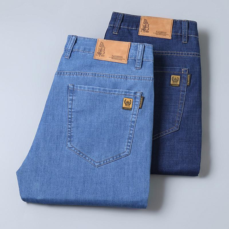 Xintang Herren Sommer Locker Gerade Bein Lässige Jeans für Mittelalterlichen Business-Stil