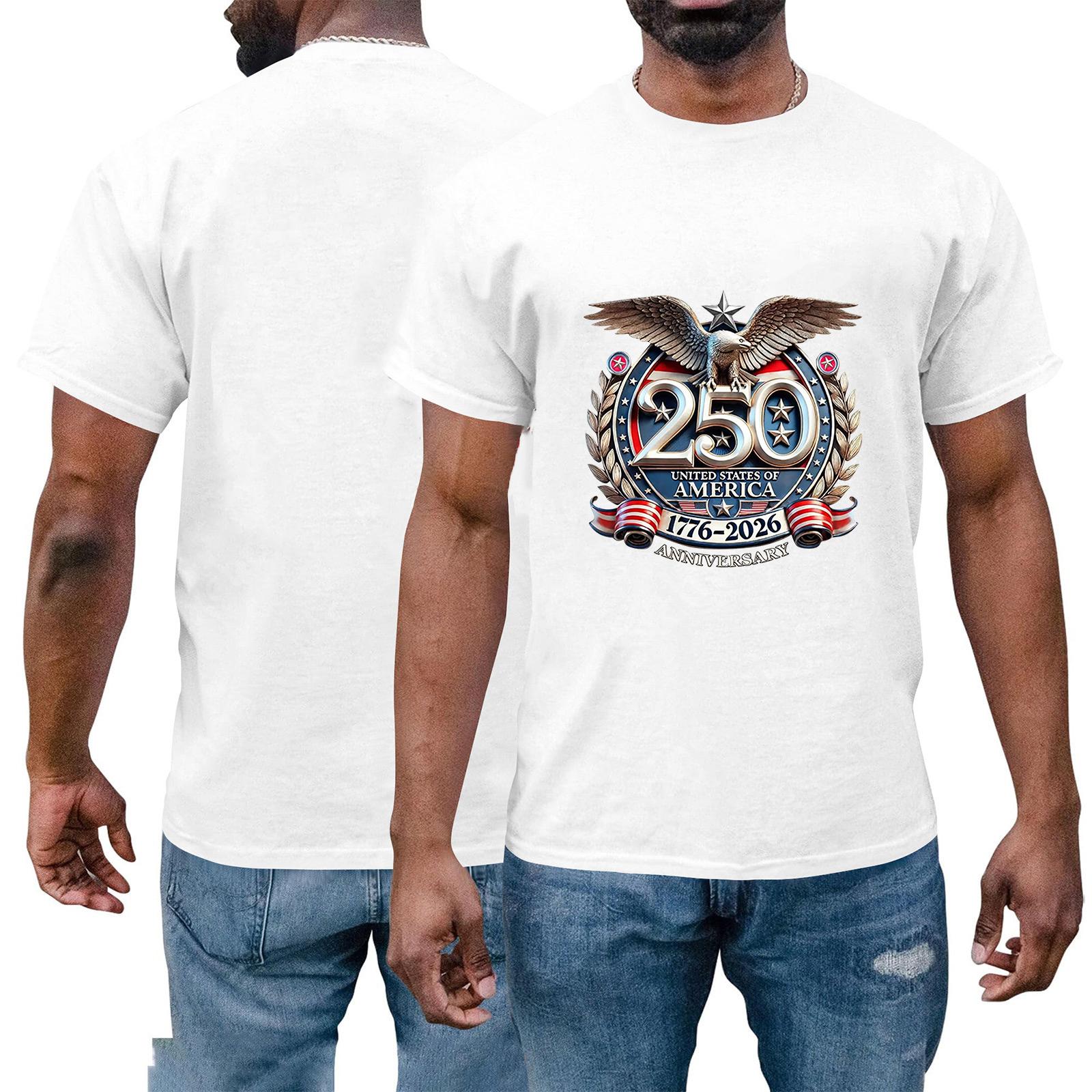 Men s And Women s Same Short-sleeved Casual Everyday Independence Day Printed Short-sleeved Shirt XL белый
