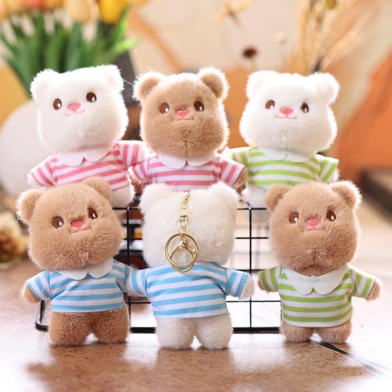 Wear Stripe Clothes Bear Pendant Plush Animal Toy Doll Bag Pendant Keychain
