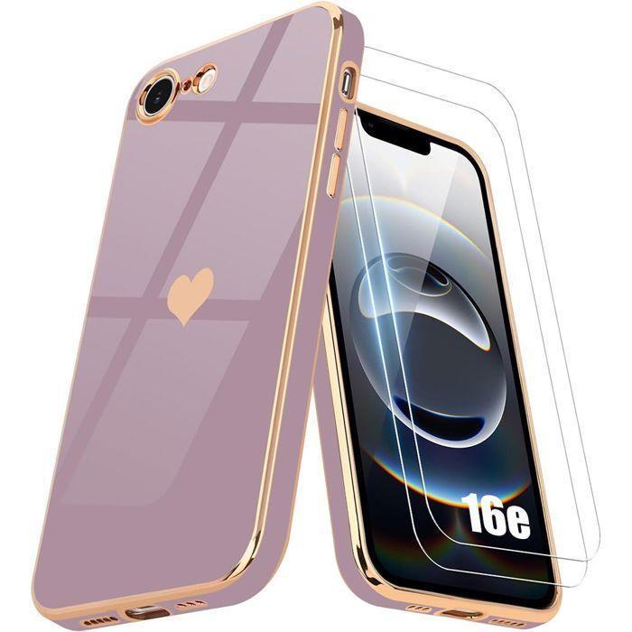 Coque de protection pour iPhone 16e - BOOLING - Motif Cœur - Antichoc - Ultra Slim - Violet