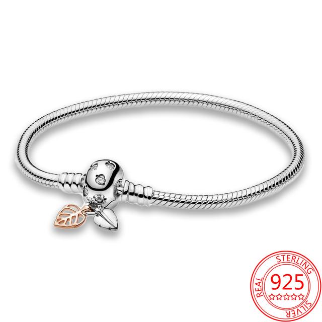 Authentic 925 Sterling Silver Infinite Knotted Heart T -Bar Strip Bracelet Multi -Snake Bangle Wedding Party Girls Fine Jewelry