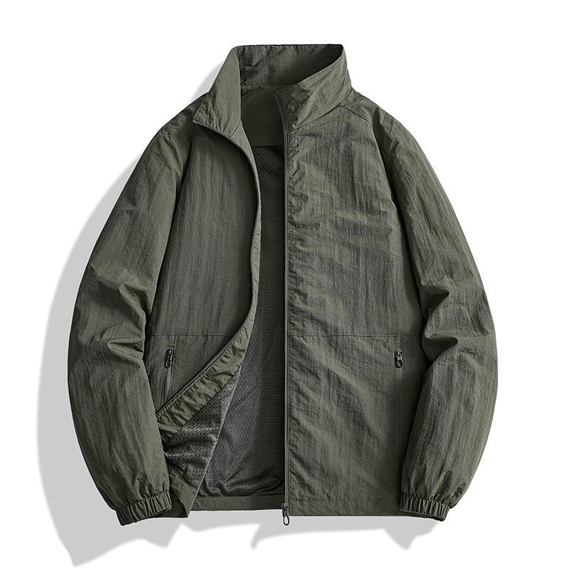 Men Plus Size Stand Collar Casual American Workwear Jacket Outerwear