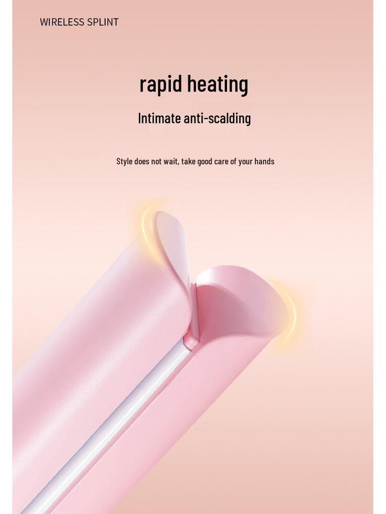 Wireless USB Rechargeable Hair Straightener for Men & Women, Dual-Use for Straight & Curly Hair with Bang Styling, Portable Design.