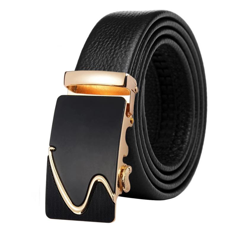 Men's Cowhide Belt Trendy Automatic Buckle Cowhide Pants Belt Business Casual Simple and Versatile Middle Aged and Young Belt Men