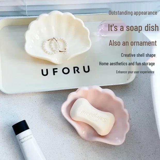 Shell Draining Soap Dish - No Water Accumulation Holder for Dormitory or Bathroom