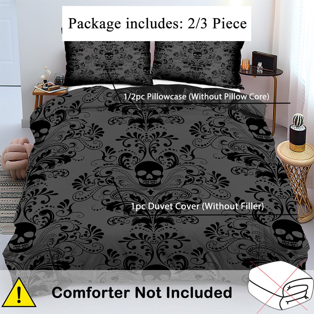 Skull Figure 3D Printed Quilt Cover Set No Filling Black Gothic Vintage Bedding Cover Pillowcase Home Textiles Duvet Cover Sets