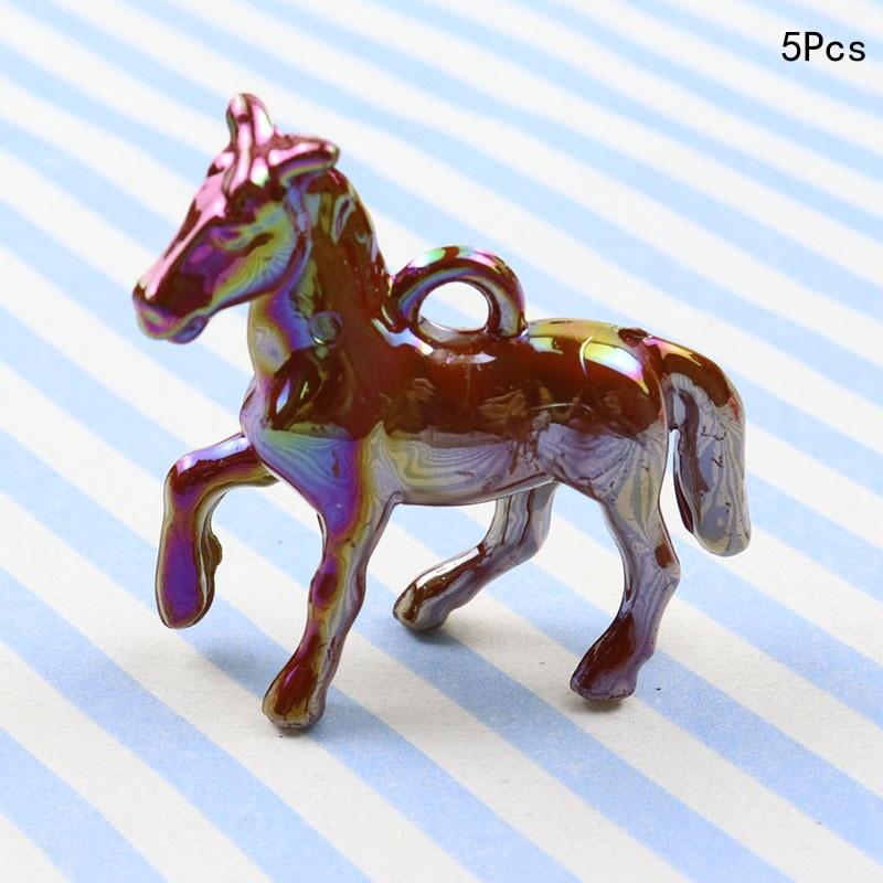 5 Stück Kawaii 3D Buntes Kleines Pferd Acryl Anhänger Halskette Ohrringe Schlüsselanhänger Ohrringe DIY Charms Schmuckzubehör