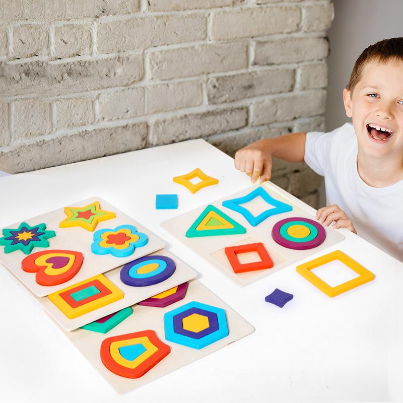 Children's Geometric Shape Cognitive Puzzle Board Pairing Baby Early Education Tool Educational Building Block Boys and Girls Kindergarten Toys