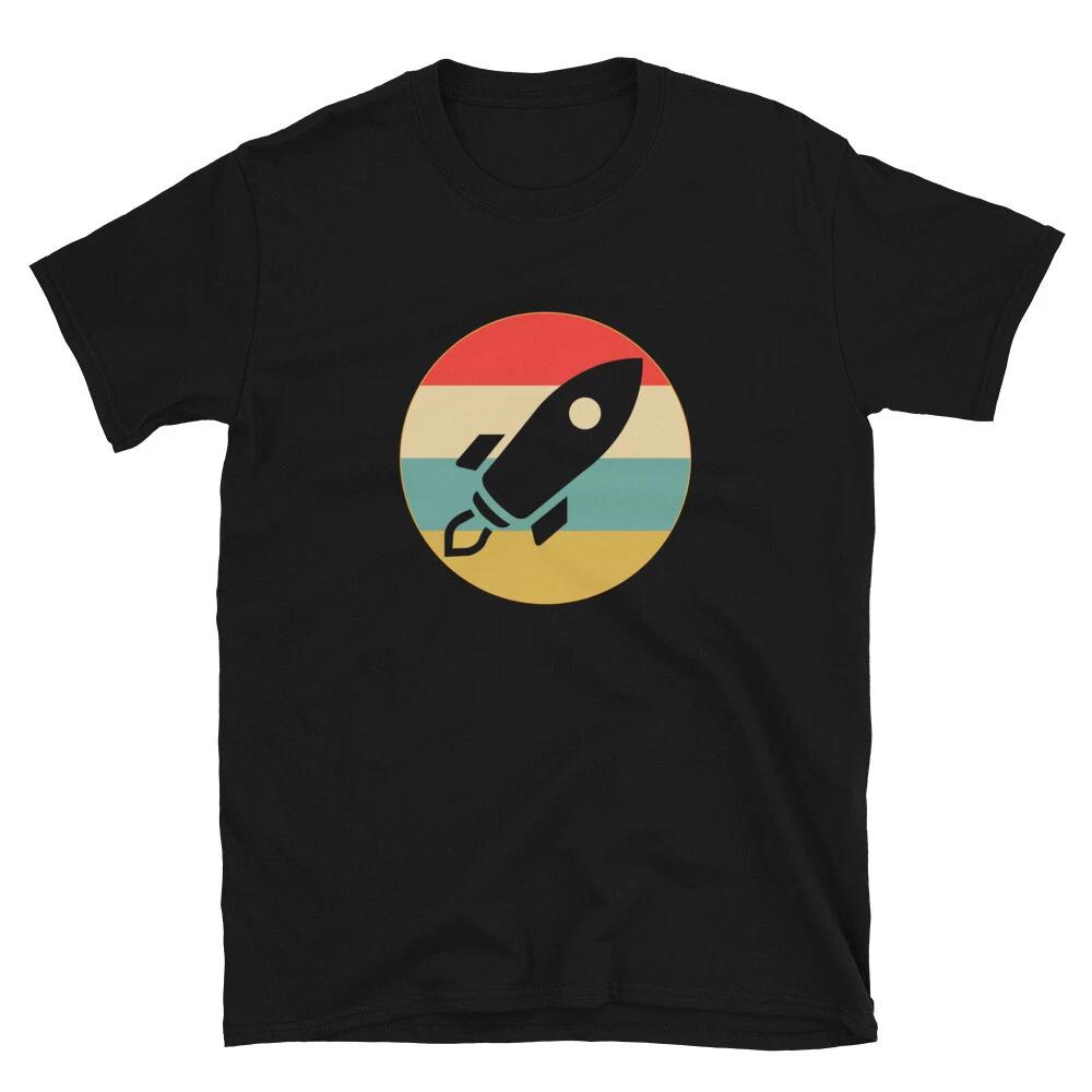 Stocks to the Moon Space Ship T- Shirt trader outline Tee S