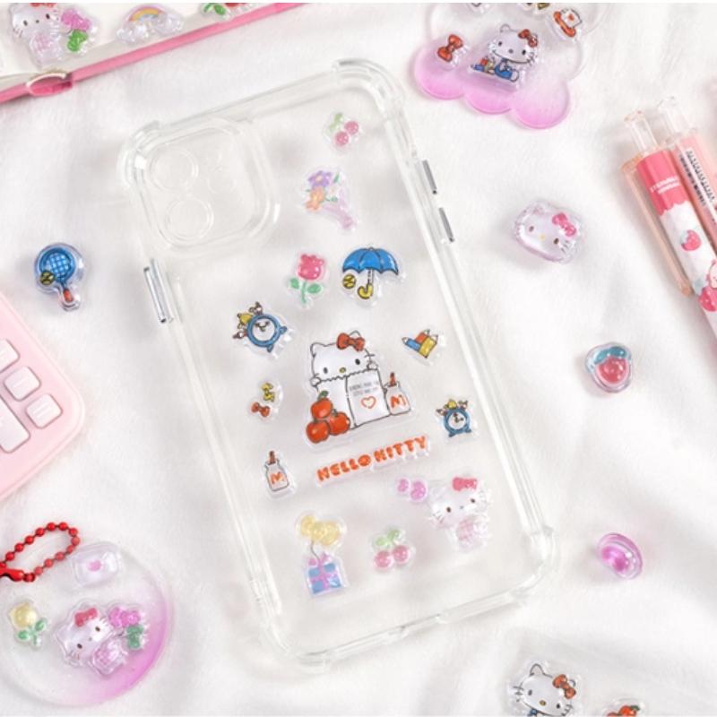 2pcs Kawaii Hello Kitty 3d Embossed Crystal Sticker Waterproof Diy Mobile Phone Case Decoration Sticker Hand Account Sticker