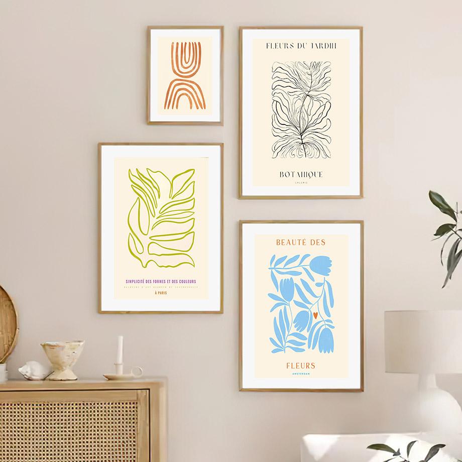 Abstract Fresh Flower Market Paris Plant Leaf Boho Nordic Posters And Prints Wall Art Canvas Painting Pictures Living Room Decor