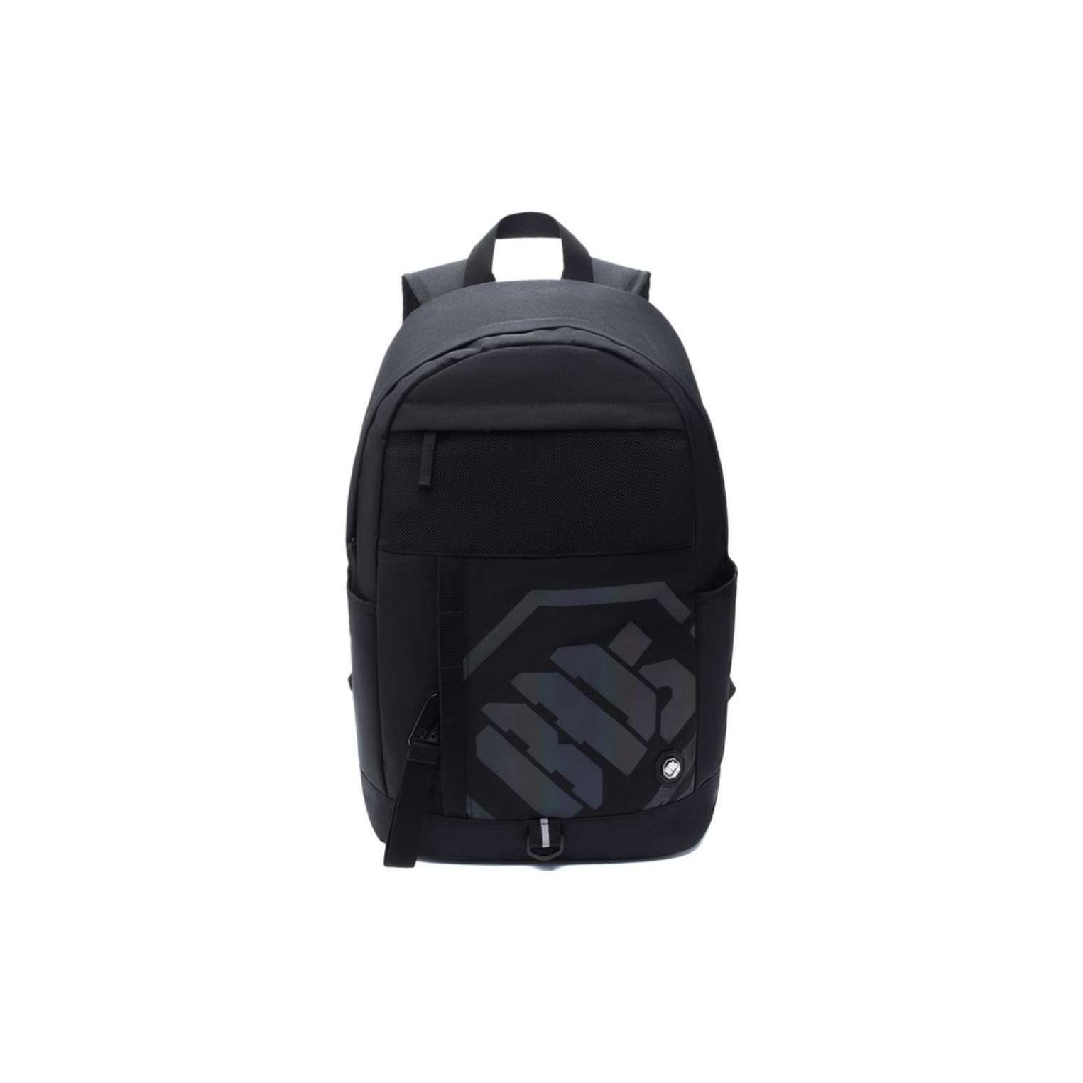 Li-Ning Letter Print Zipper Closure Large Capacity Polyester Backpack Unisex Backpack Black ABSR378-3 Black