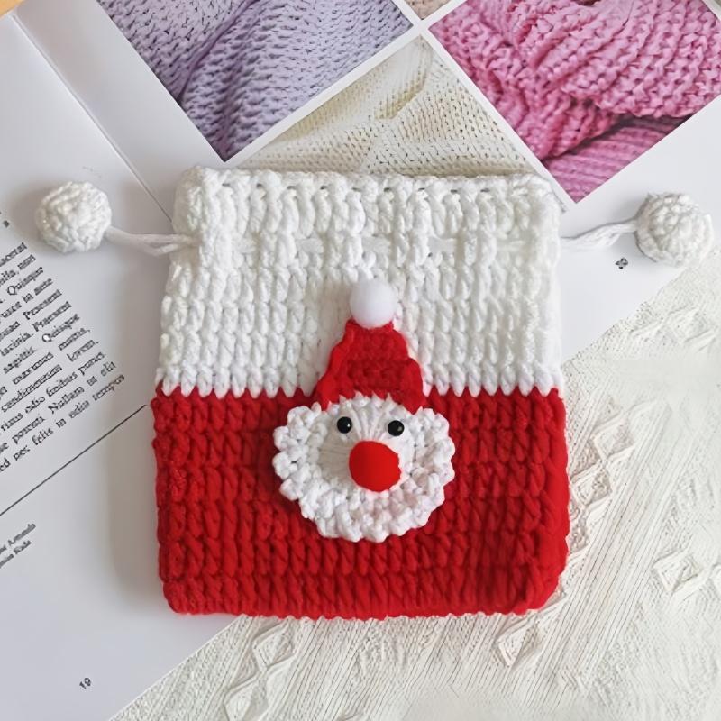 

1 piece of yarn, handmade crochet bundle pocket, Santa Claus change bag, Christmas decoration gift, woven candy storage bag
