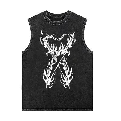Gojo Jujutsu Anime Herren Tanktop Damen Oversized Vintage gewaschen Ärmellose Weste Baumwoll T-Shirt Kleidung Sommer