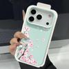 Pink Peach Blossoms Floral Pattern Case For iPhone 17 Pro Max Funda iPhone 16 Pro Max 15 14 13 12 11 Air 16E Leather Texture Silicone Cover