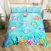 Cartoon Pink Axolotl Floral King Queen Duvet Cover Kawaii Salamander Bedding Set 3D Animal Quilt Cover Polyester Comforter Cover