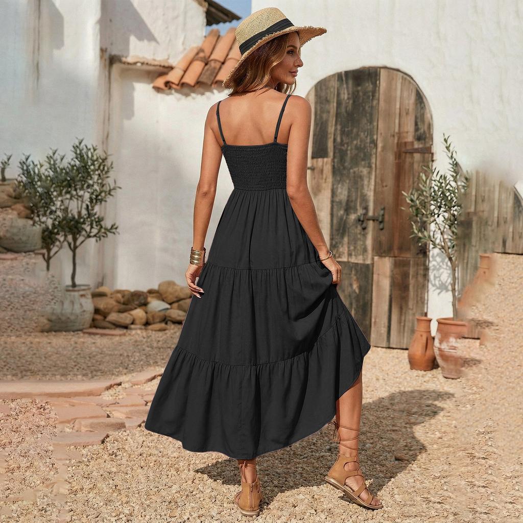 Boho Maxi Dress for Women Sleeveless Tiered Design Suitable As Spring Wedding Guest Dress and Cocktail Dress