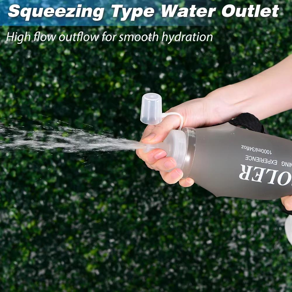 NEWBOLER 800/1000ml TPU Soft Water Bottle Ultra Lightweight Foldable Wristband Fixed Anti Slip Outdoor Running Soft Water Bottle 1